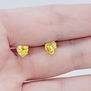 New Yellow Heart Shape CZ Earrings